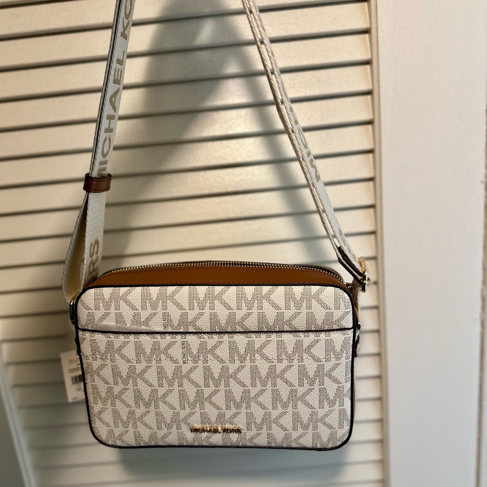 Michael Kors Meave Vanilla Crossbody Bag with Adjustable Strap